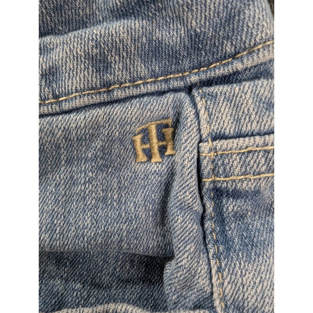 Tommy Hilfiger Denim Shorts Womens SZ 6 Blue whiskers Bermuda Rolled Cuffs Boho - Picture 4 of 14